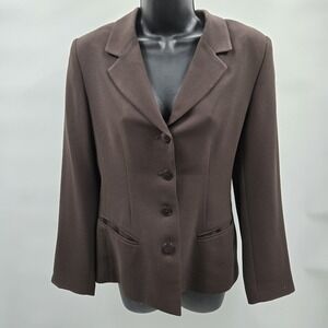 Casual Corner Annex Petite Women's Blazer Size 8P Chocolate Brown Career Vintage